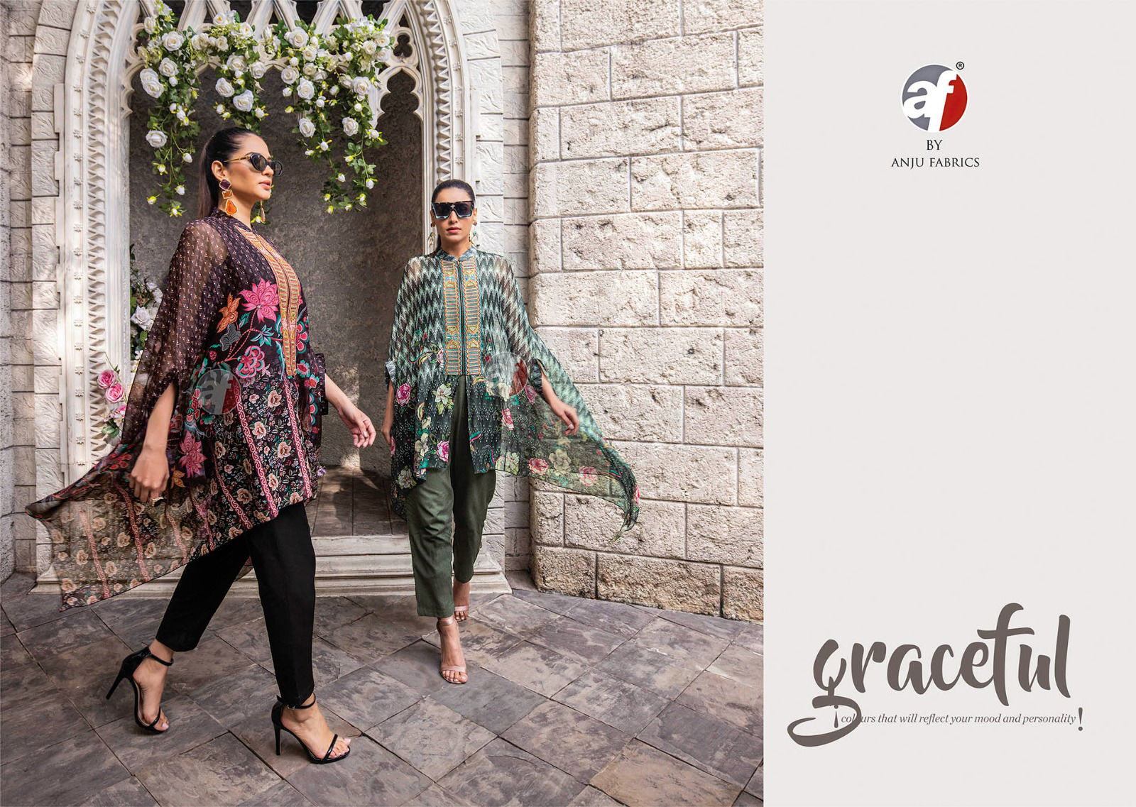 Cape Style By Af Viscose Premium Chiffon Printed Party Wear Kurti With Bottom Wholesale Online